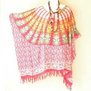 KB407 Paisley Women Plus Batik Tunic Poncho Blouse Top Fit up to 5X